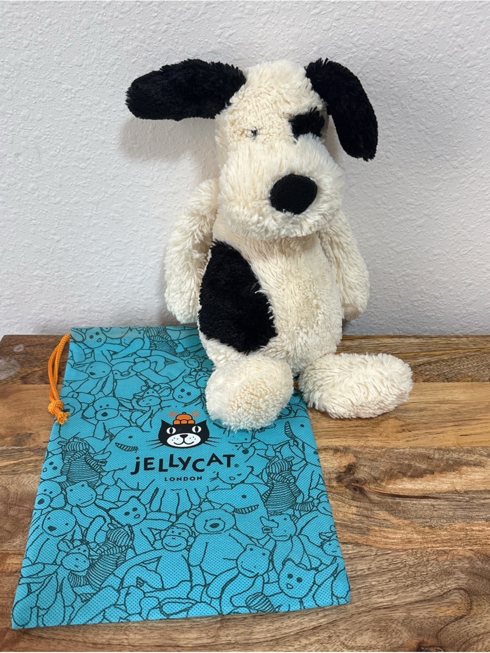 Jellycat Bashfull Cream and Black Plush Toy with Dust Bag
